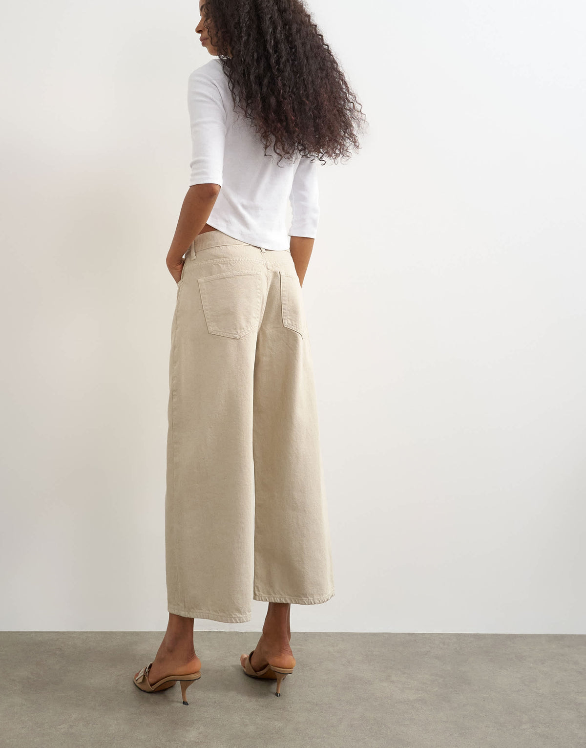 Topshop relaxed mid rise crop jean in oat