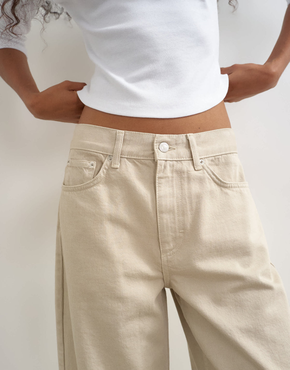 Topshop relaxed mid rise crop jean in oat