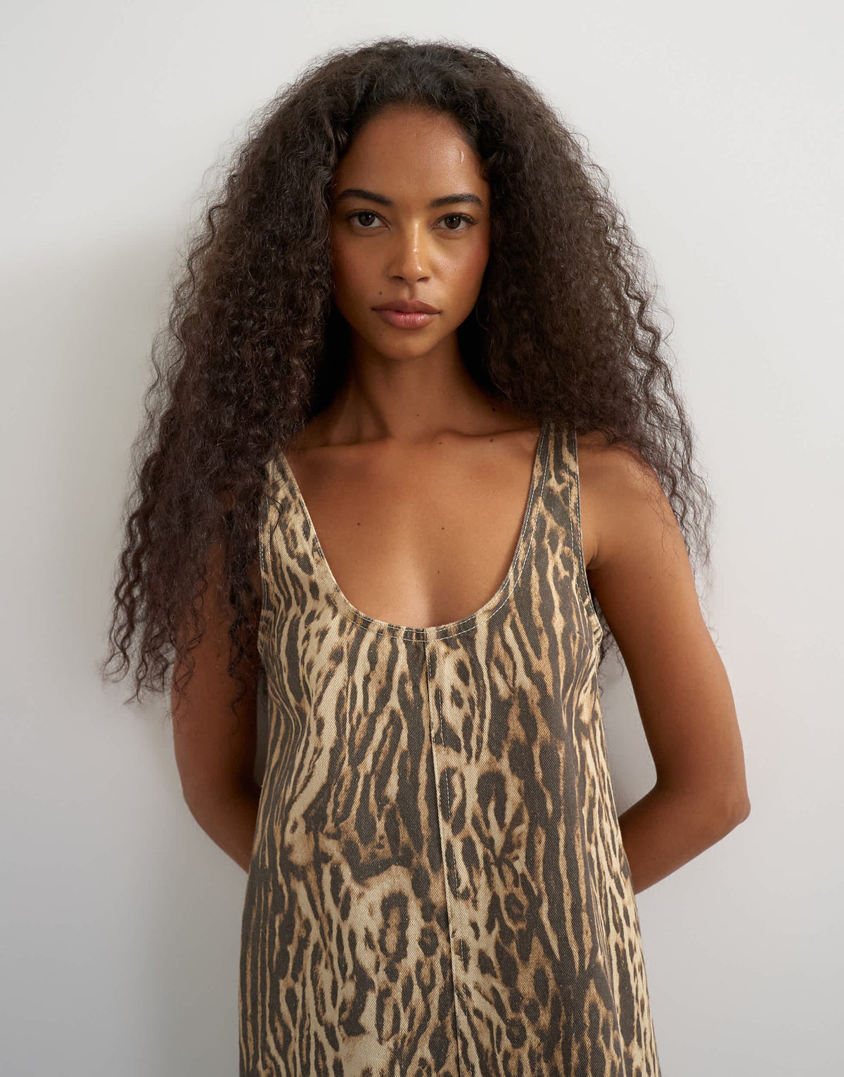 Topshop A-line scoop mini dress in leopard print