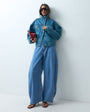 Topshop side pleat cocoon jean in bleach