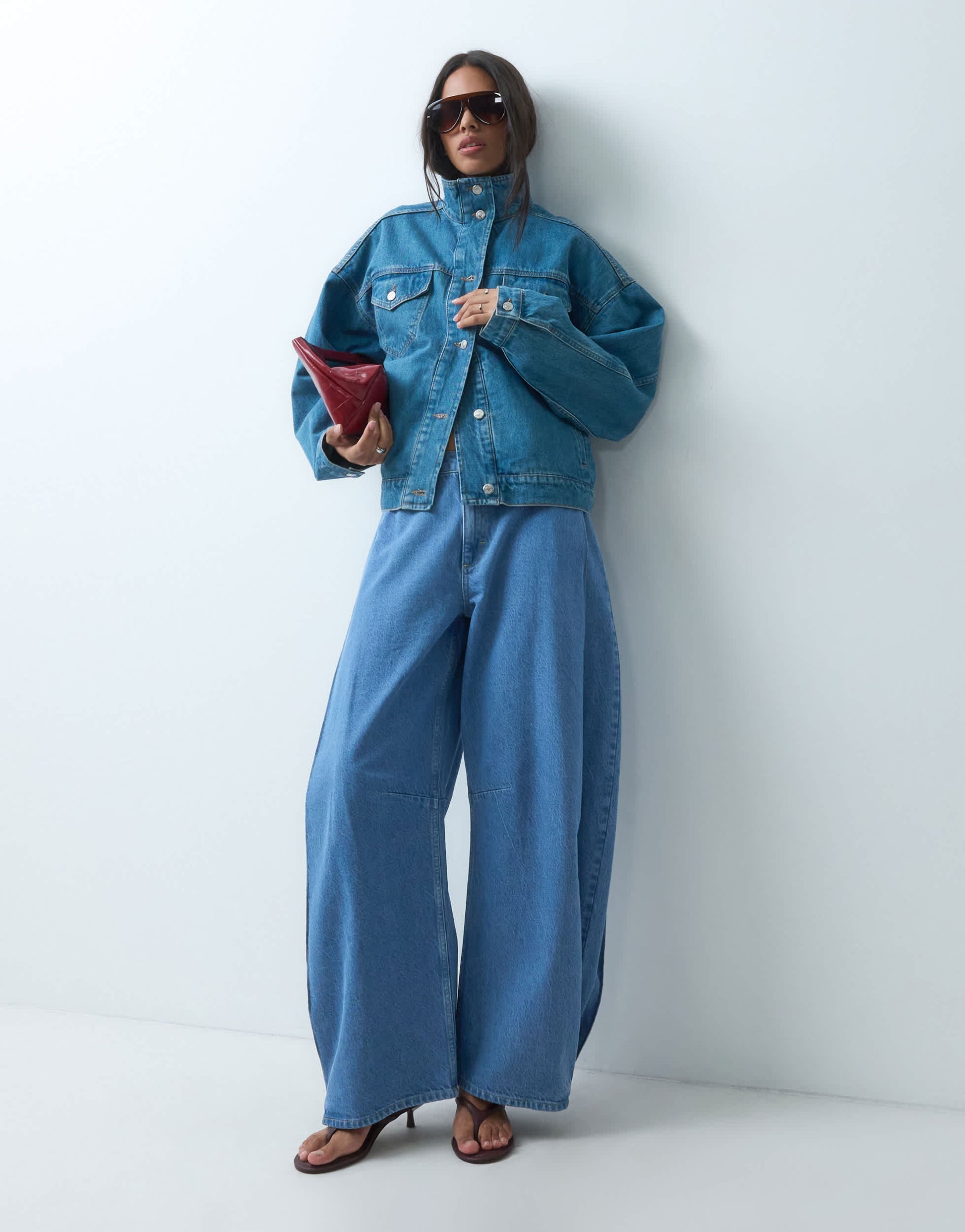 Topshop side pleat cocoon jean in bleach
