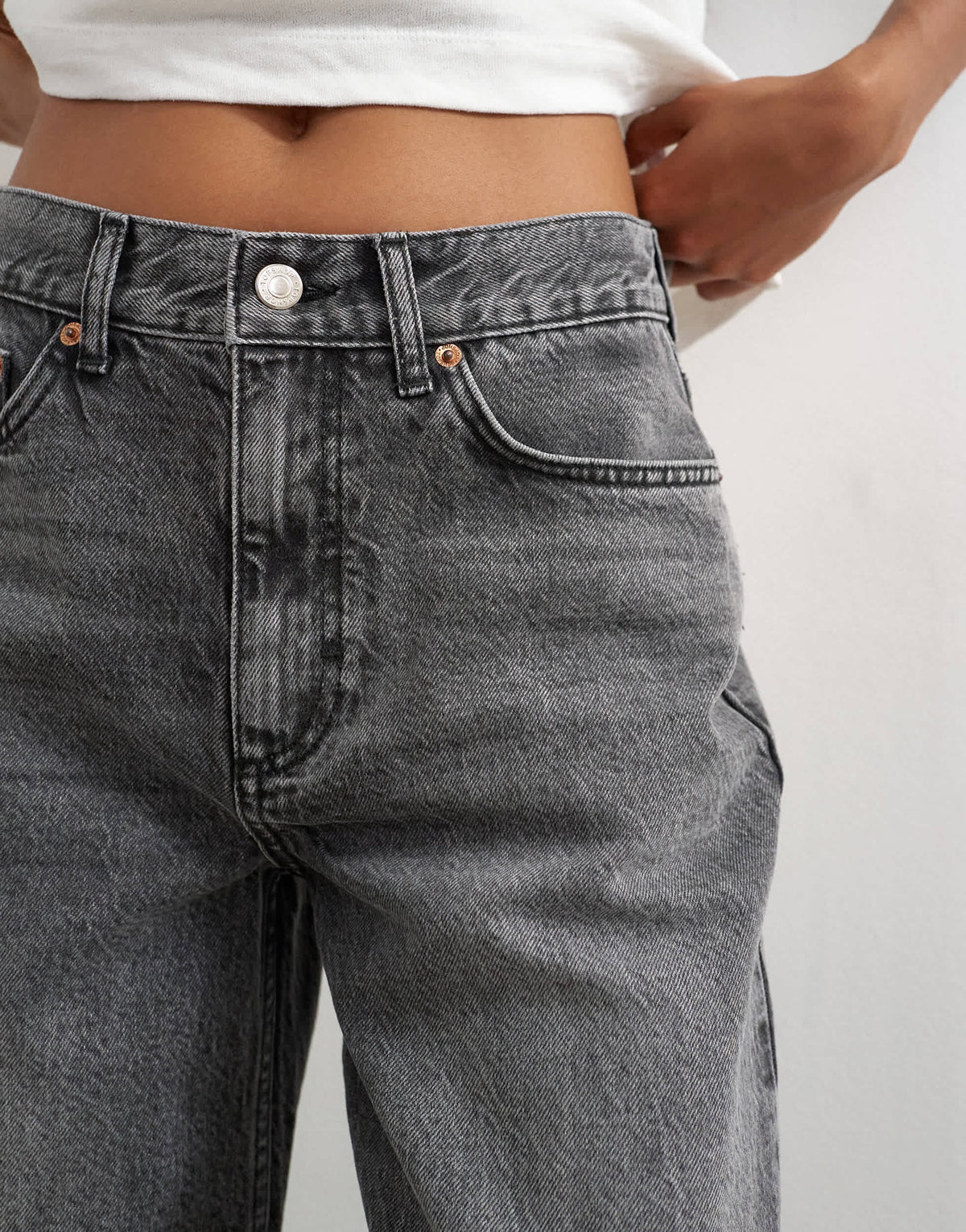 Topshop relaxed mid rise crop jean in washed black