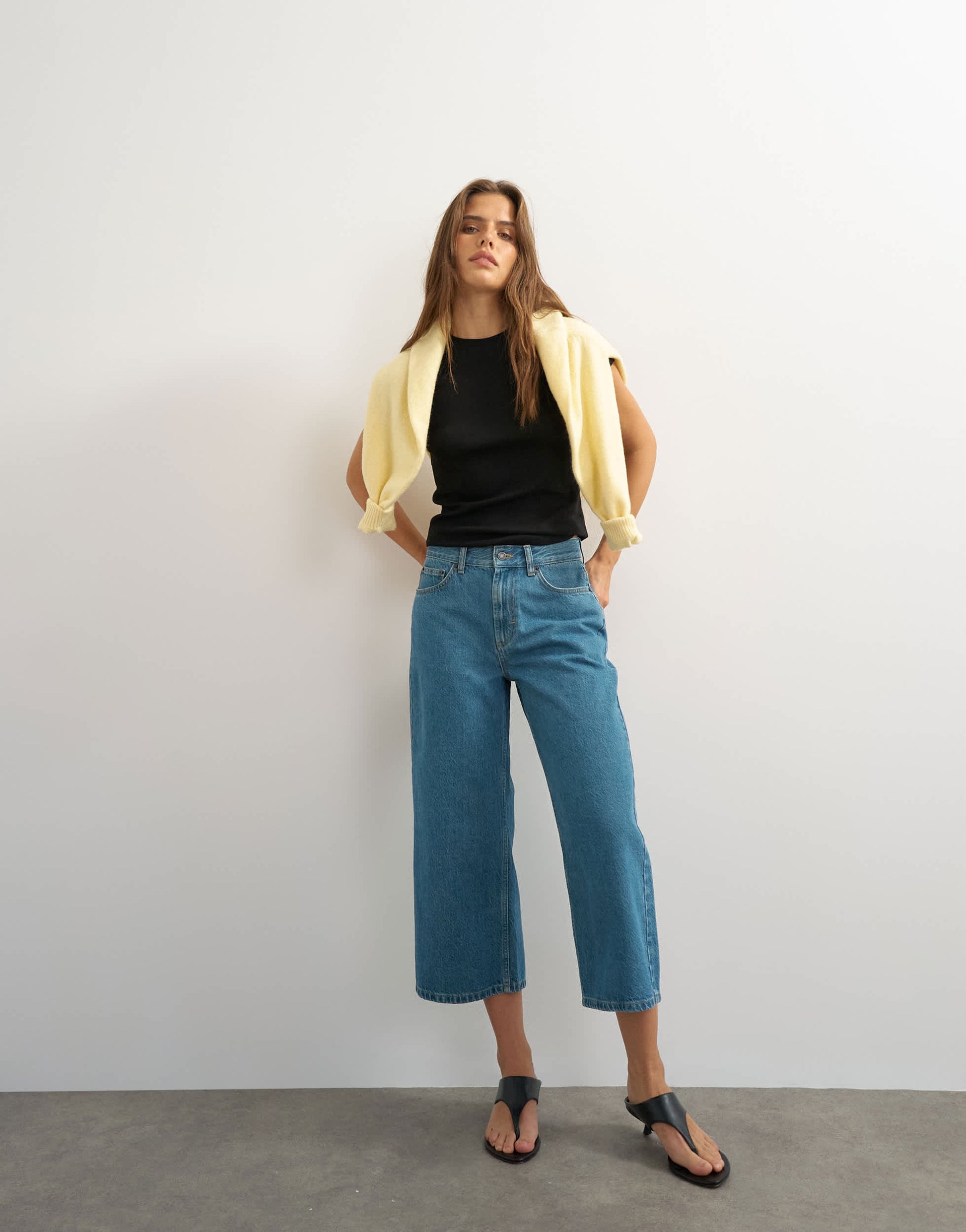 Topshop Relaxed Mid Rise Crop jean in green cast