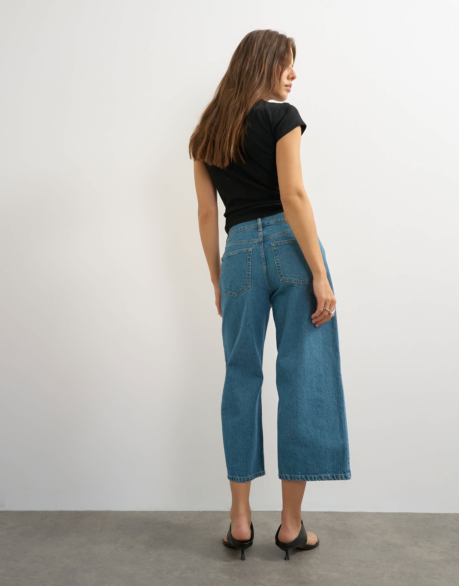 Topshop Relaxed Mid Rise Crop jean in green cast
