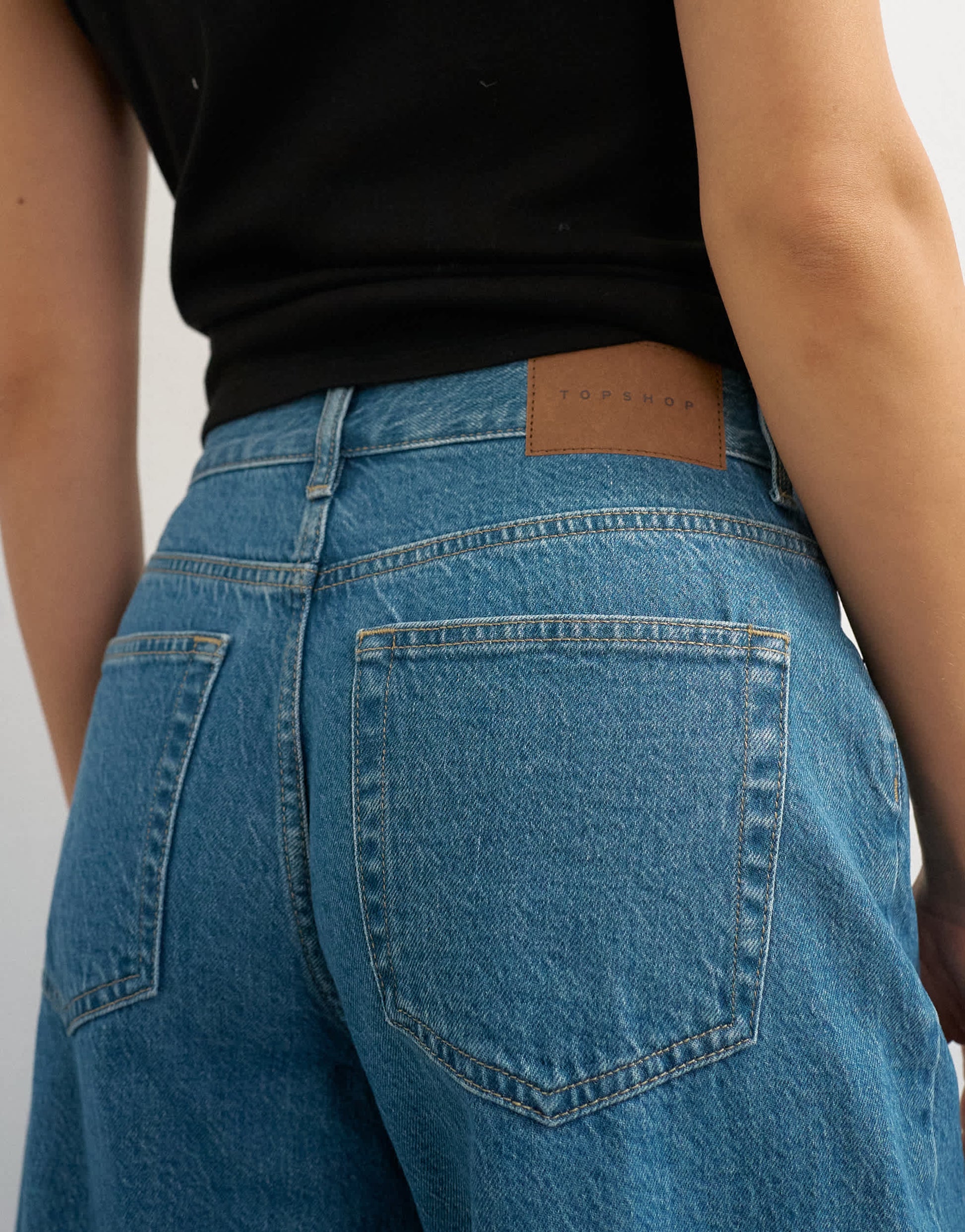 Topshop Relaxed Mid Rise Crop jean in green cast