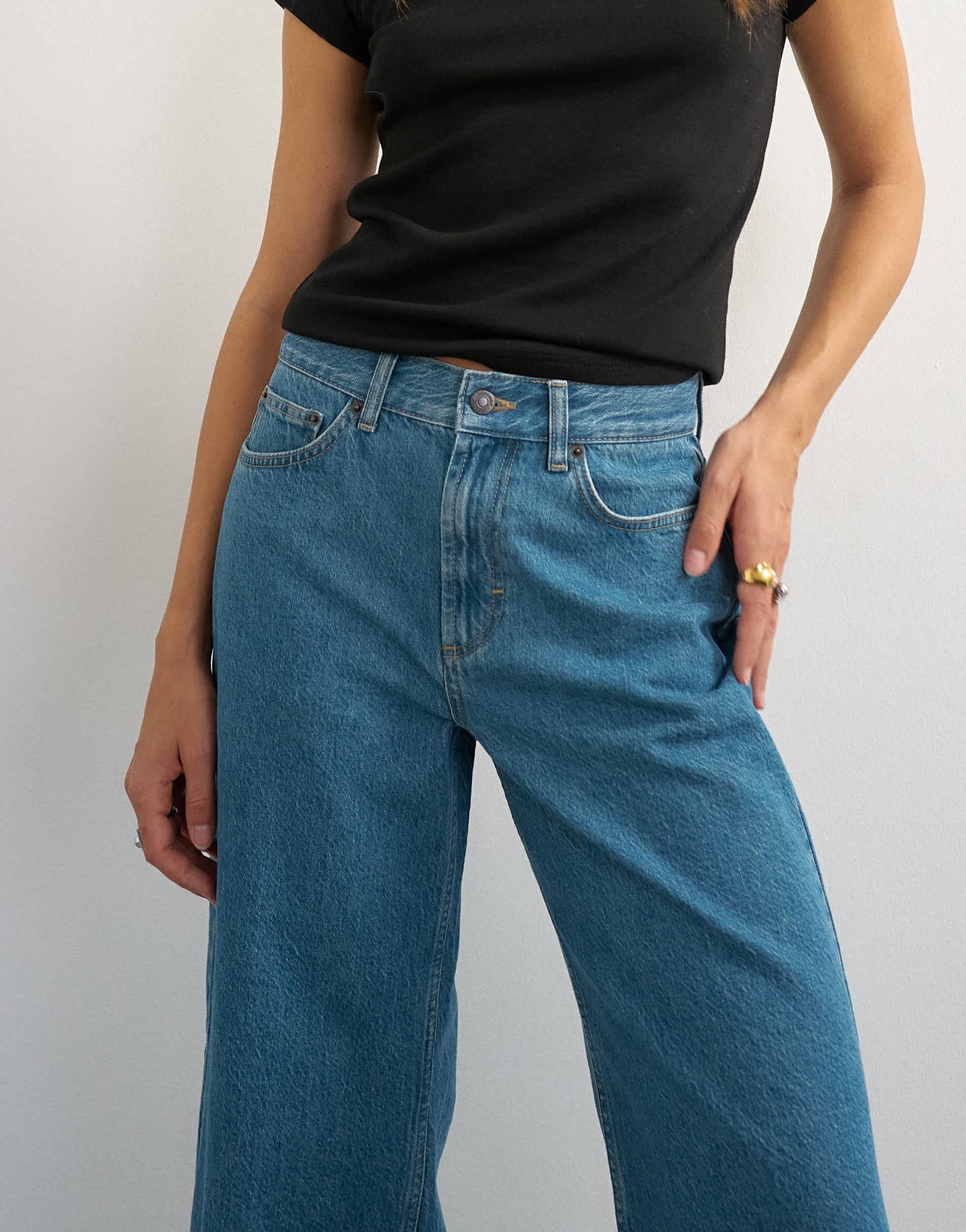 Topshop Relaxed Mid Rise Crop jean in green cast