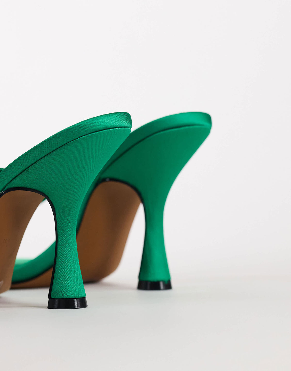 Topshop Nina toe thong heeled sandal in green satin