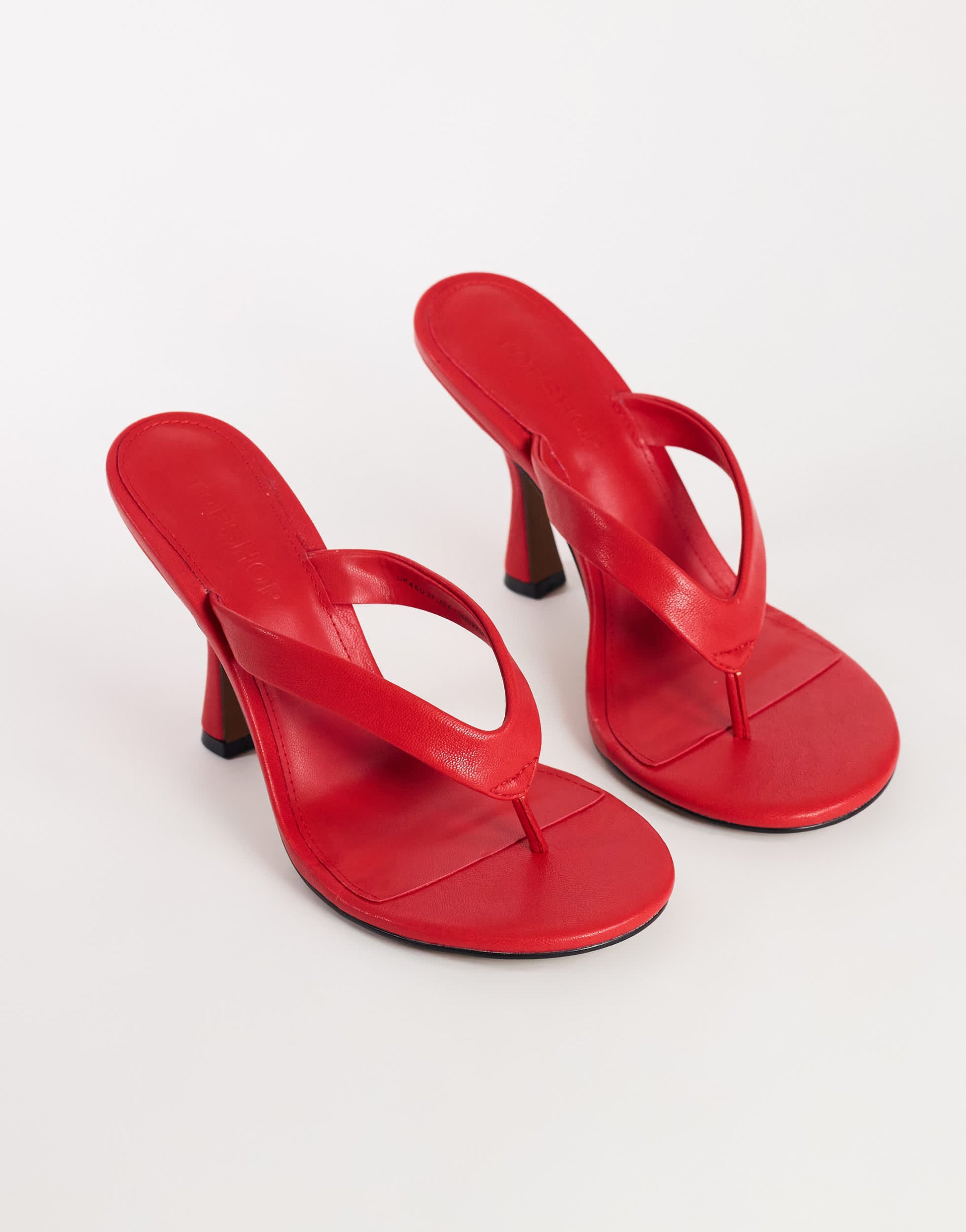 Topshop Nina toe thong heeled sandal in red