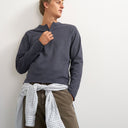 Topman relaxed fit crop heavyweight slub raw edge henley in slate
