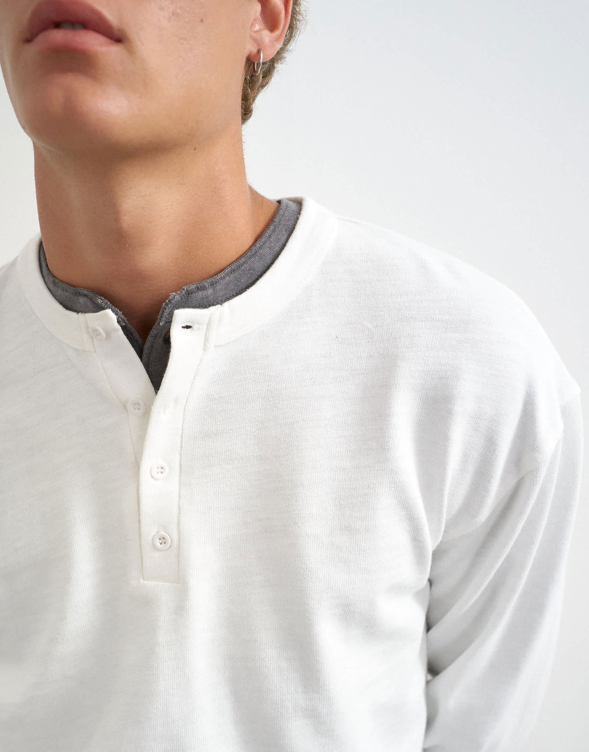 Topman relaxed fit crop heavyweight slub raw edge henley in ecru
