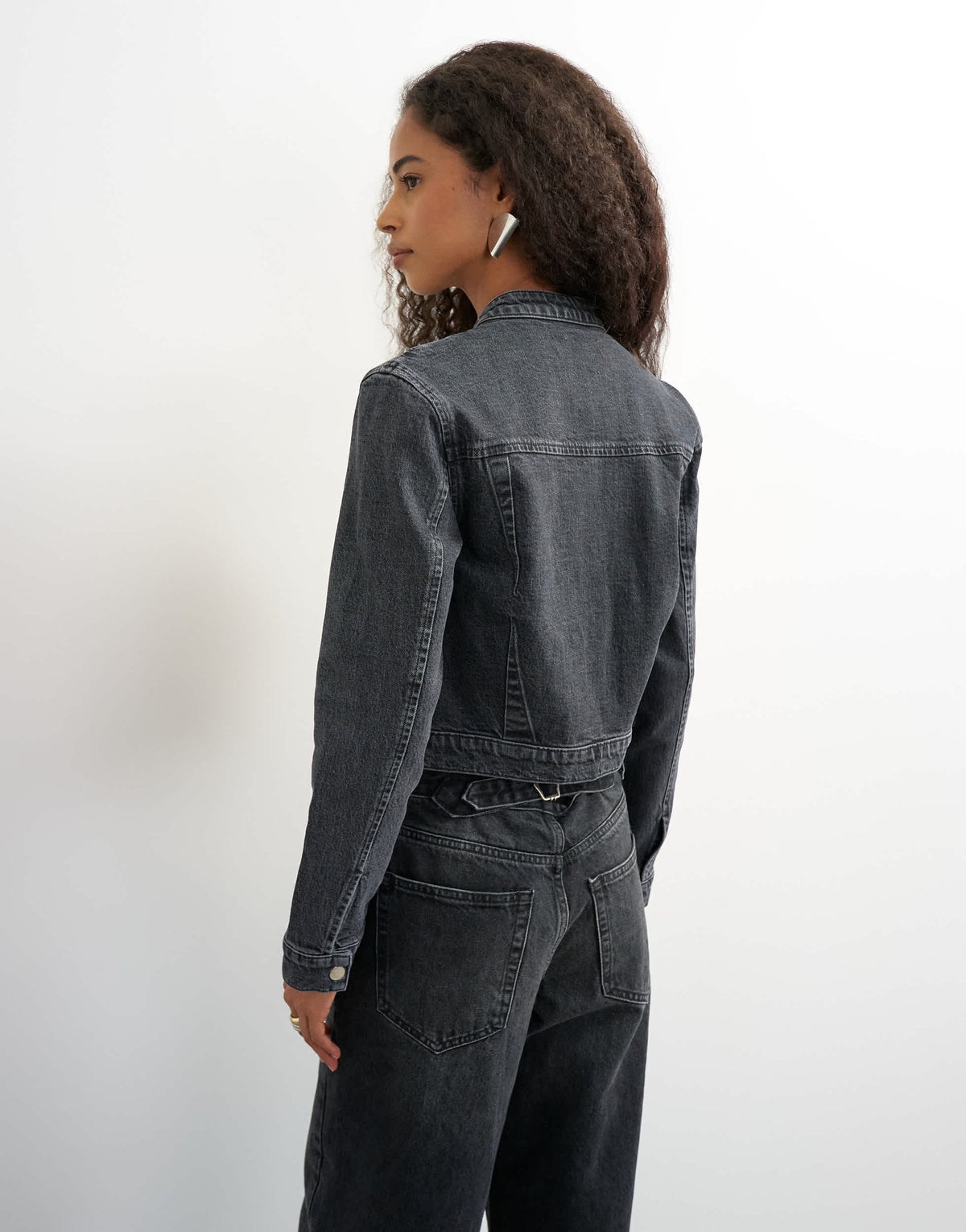 Topshop 90s fitted jacket in washed black 