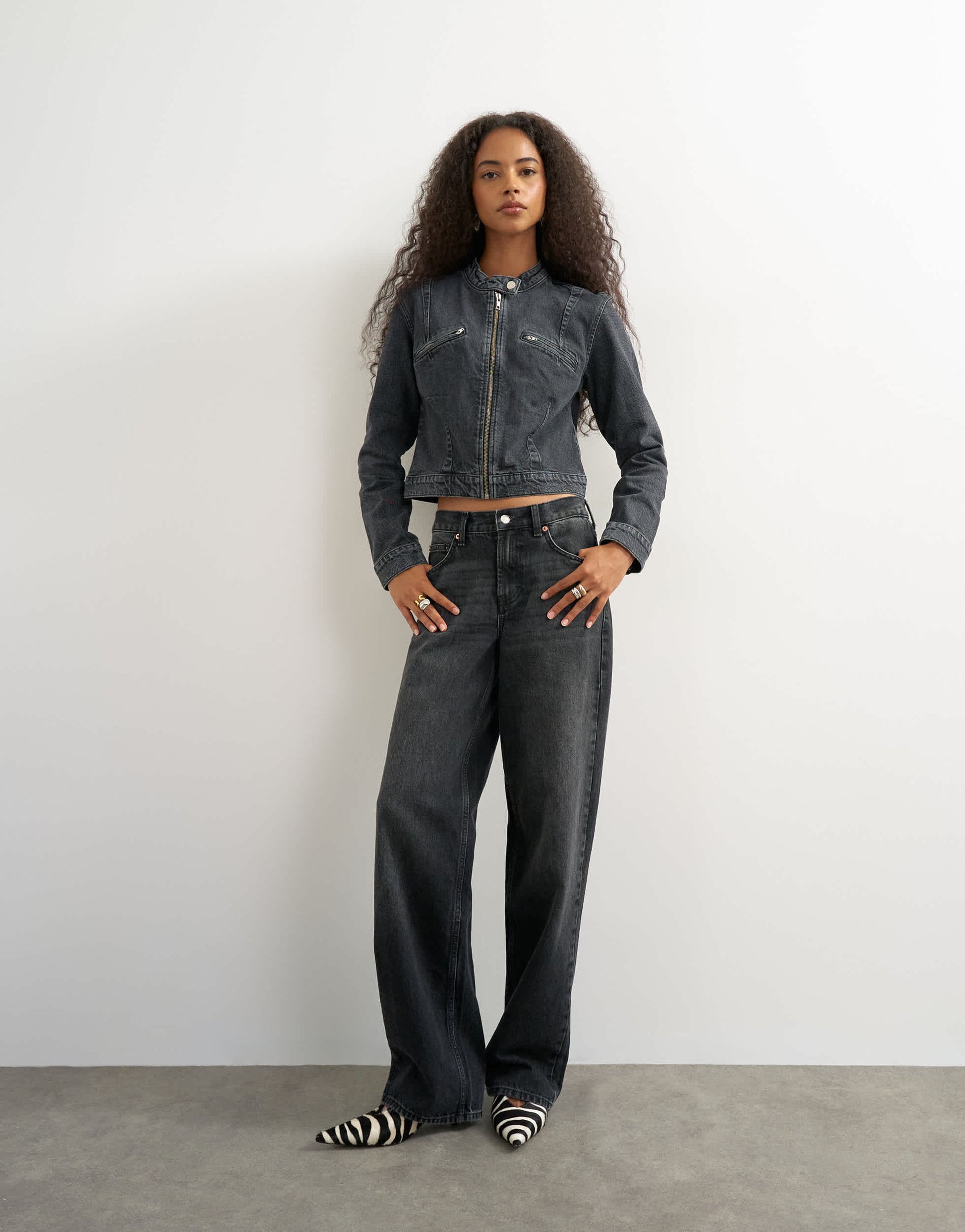 Topshop 90s fitted jacked in washed black 