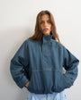 Topshop denim funnel neck bubble hem top in sulphur blue