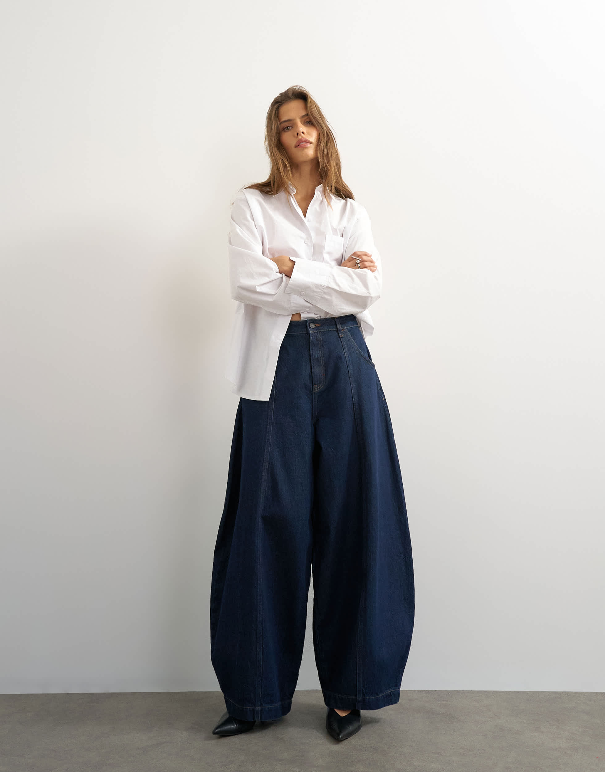Topshop Harper baggy barrel jean in rinse wash