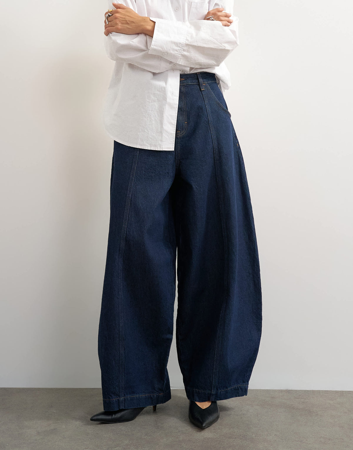 Topshop Harper baggy barrel jean in rinse wash