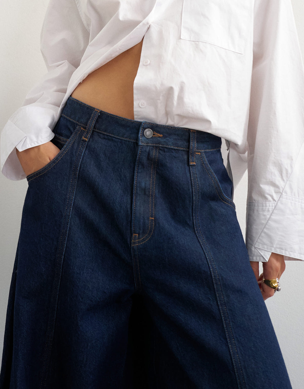 Topshop Harper baggy barrel jean in rinse wash