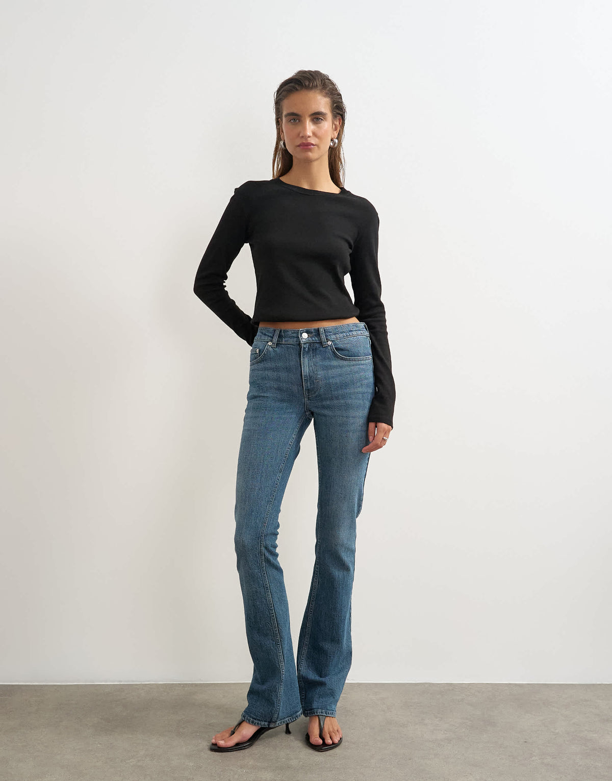 Topshop 90's bootcut low rise jean in deep blue 