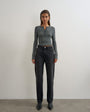 Topshop Vintage straight mid rise jean in washed black
