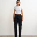 Topshop Vintage straight mid rise jean in clean black