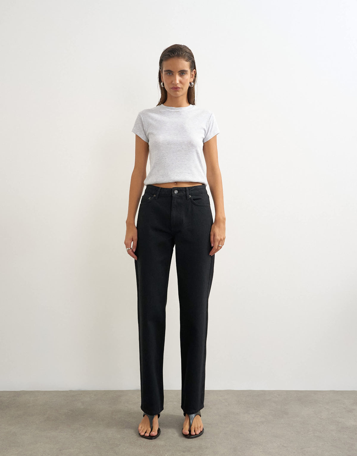 Topshop Vintage straight mid rise jean in clean black