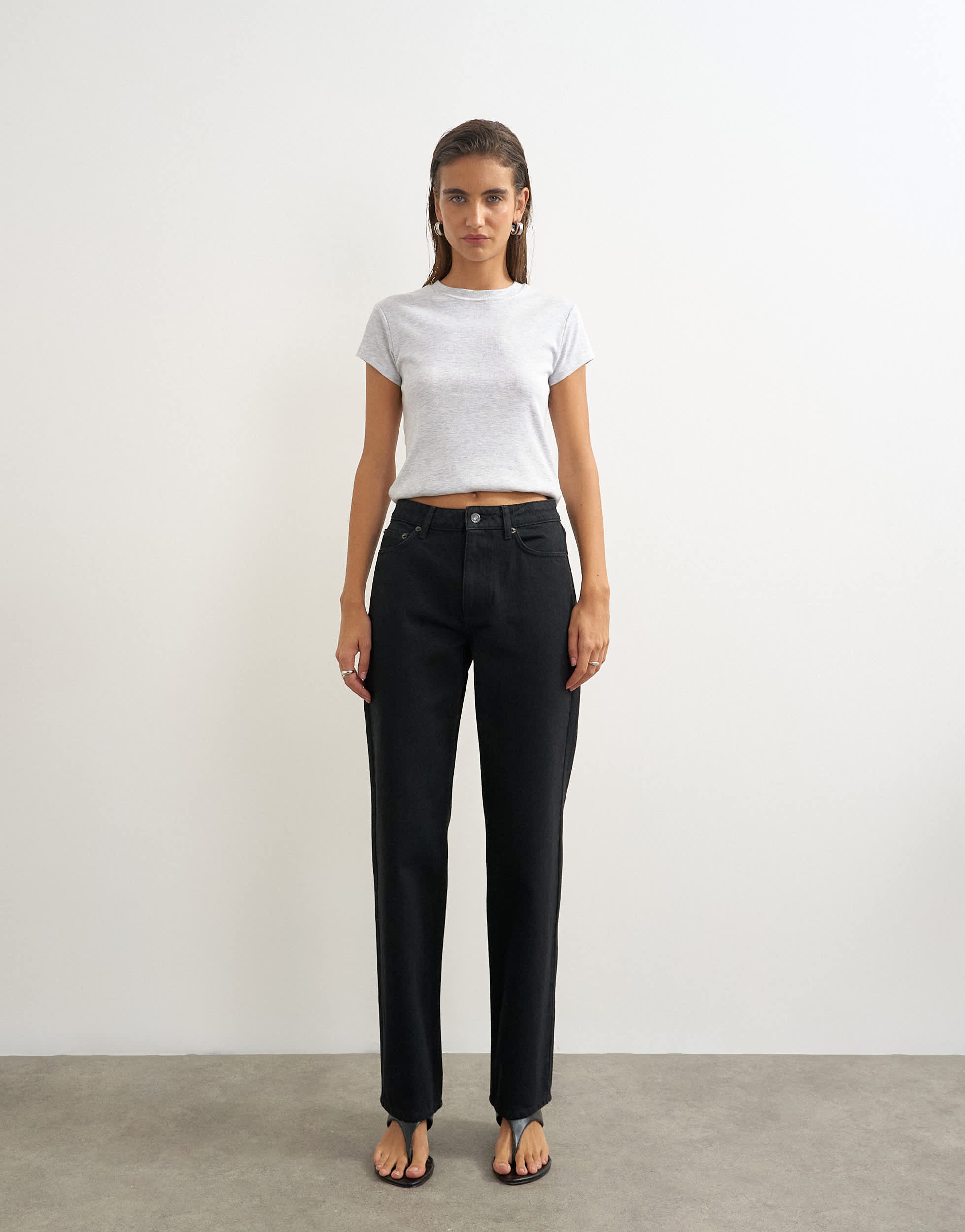 Topshop Vintage straight mid rise jean in clean black