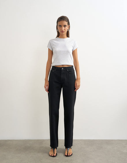 Topshop Vintage straight mid rise jean in clean black