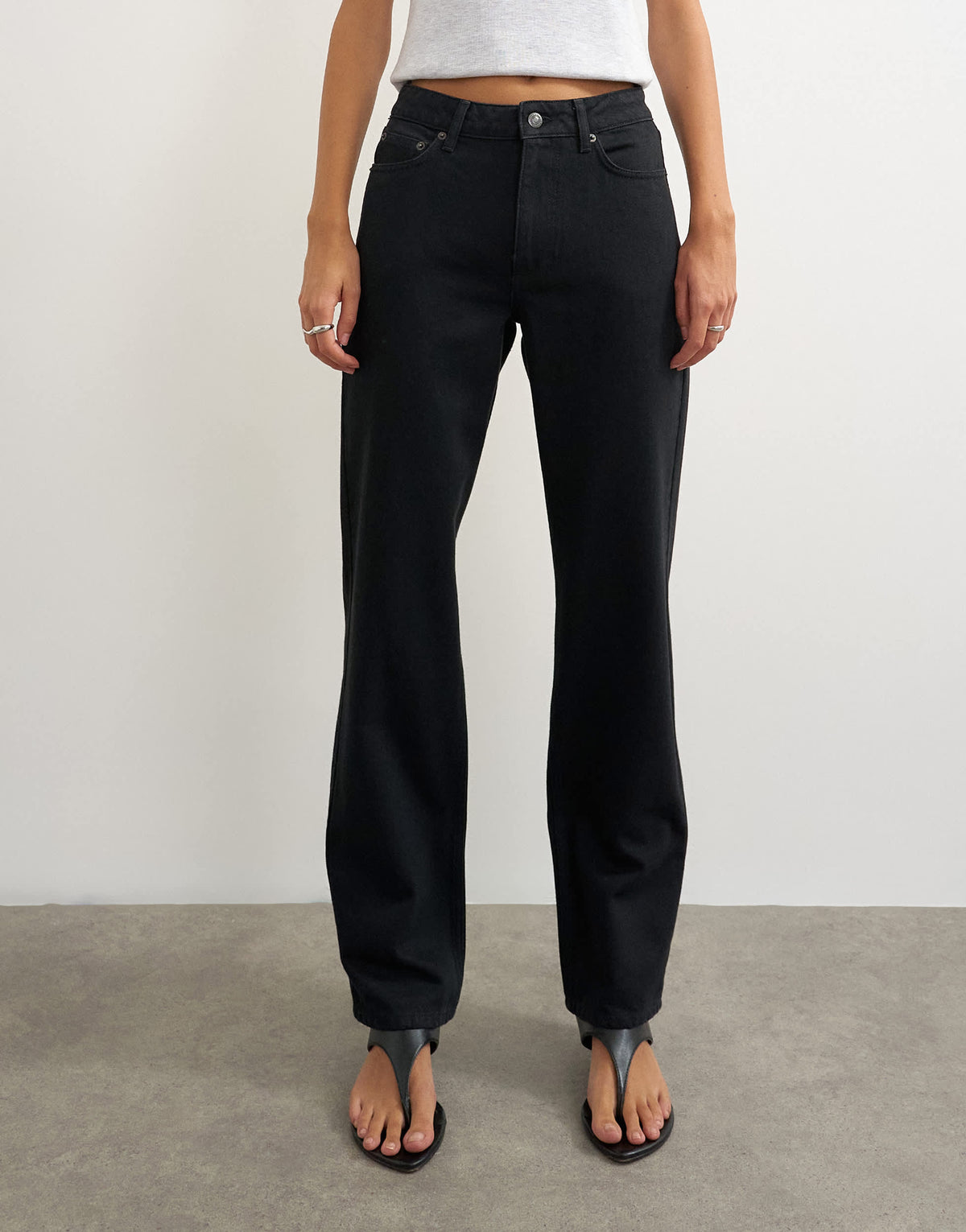 Topshop Vintage straight mid rise jean in clean black