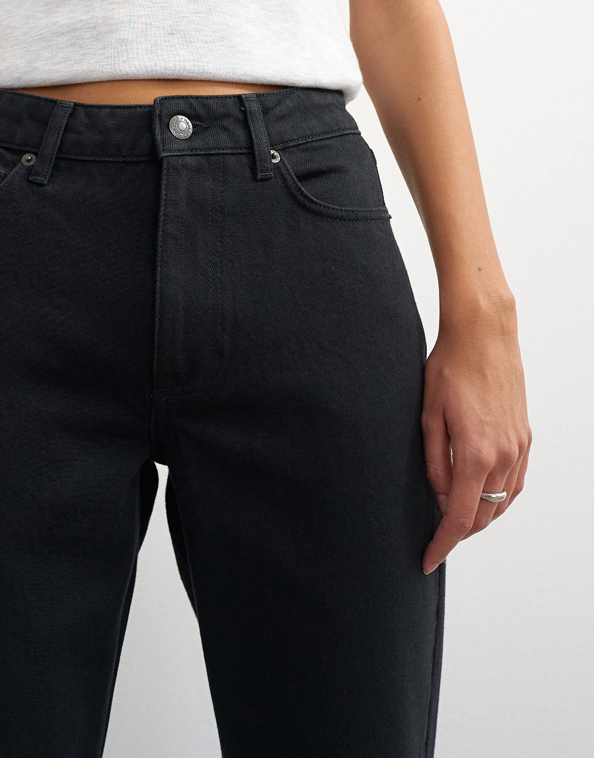 Topshop Vintage straight mid rise jean in clean black