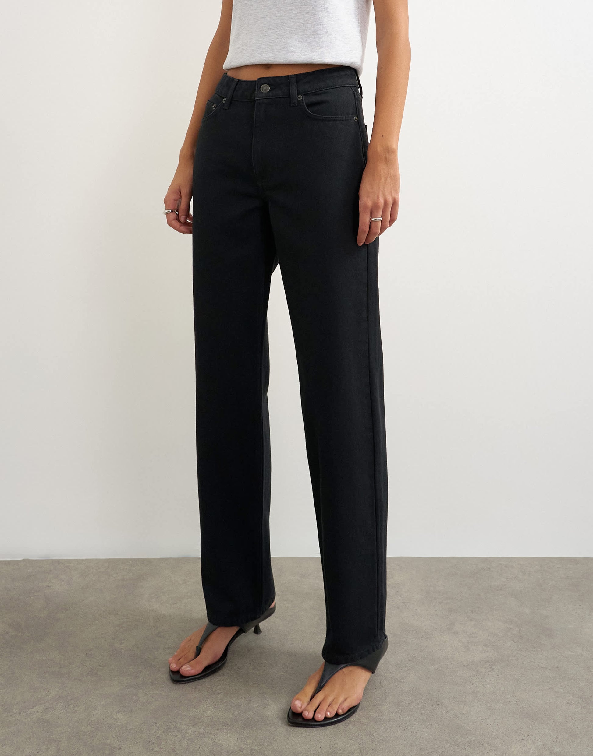 Topshop Vintage straight mid rise jean in clean black