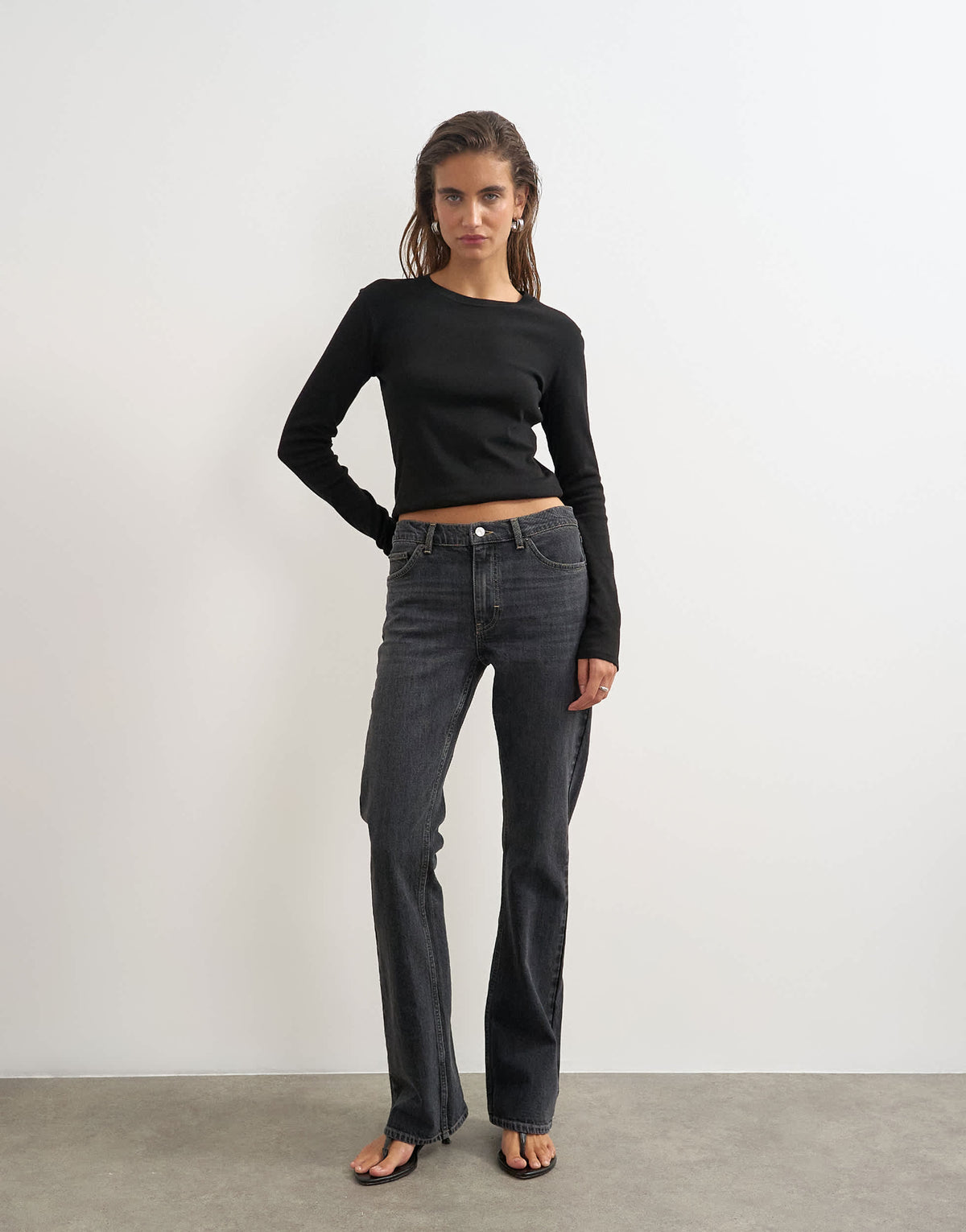 Topshop 90's bootcut low rise jean in washed black