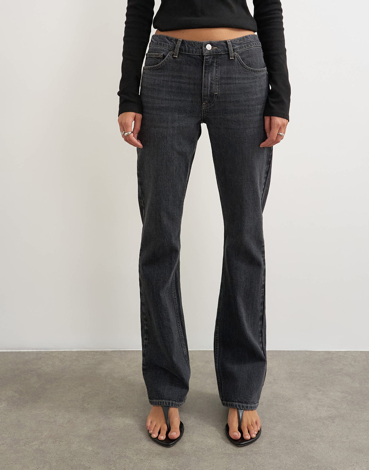 Topshop 90's bootcut low rise jean in washed black