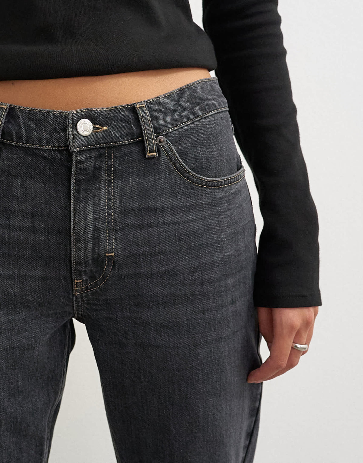 Topshop 90's bootcut low rise jean in washed black