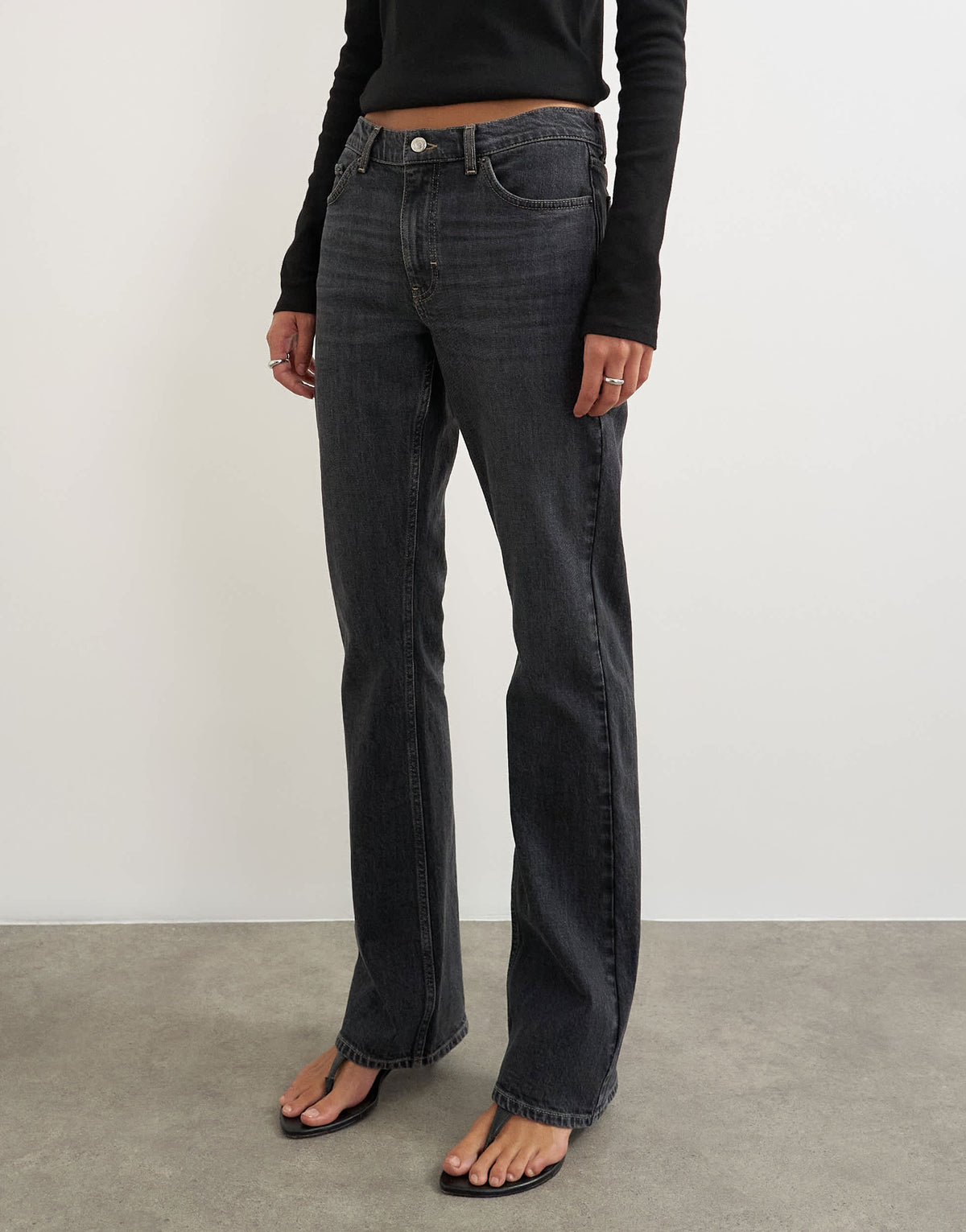 Topshop 90's bootcut low rise jean in washed black