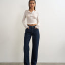 Topshop Vintage straight mid rise jean in rinse indigo