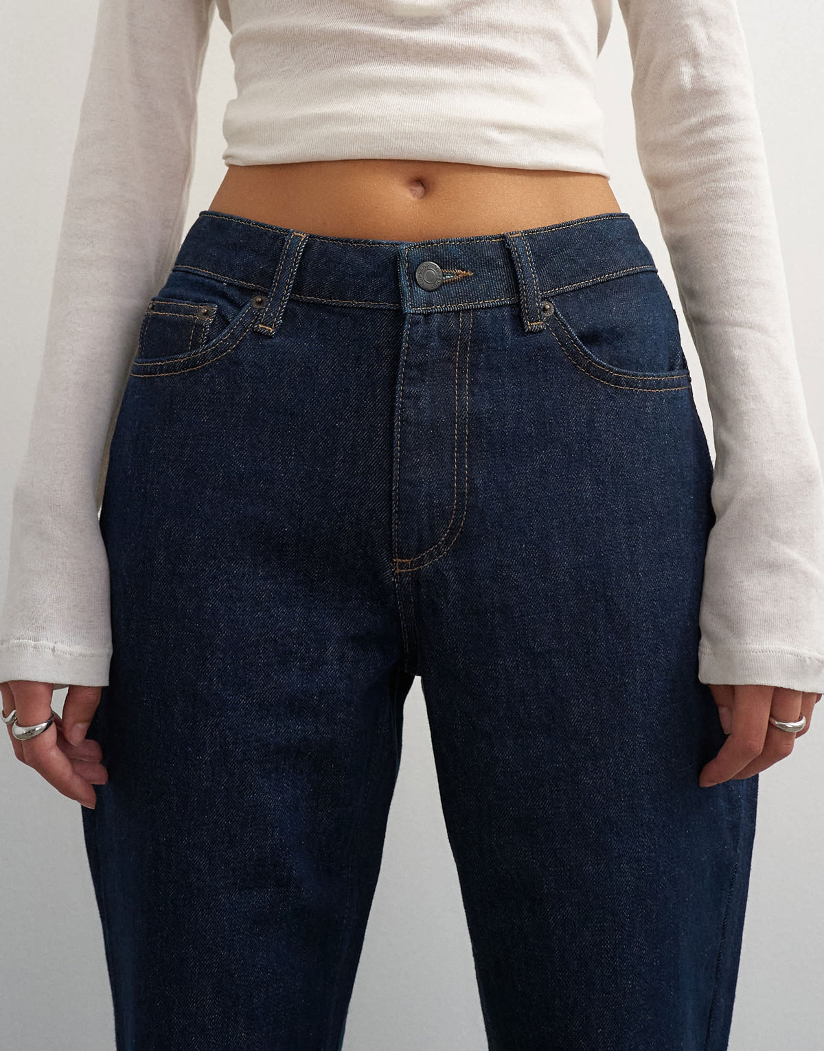 Topshop Vintage straight mid rise jean in rinse indigo