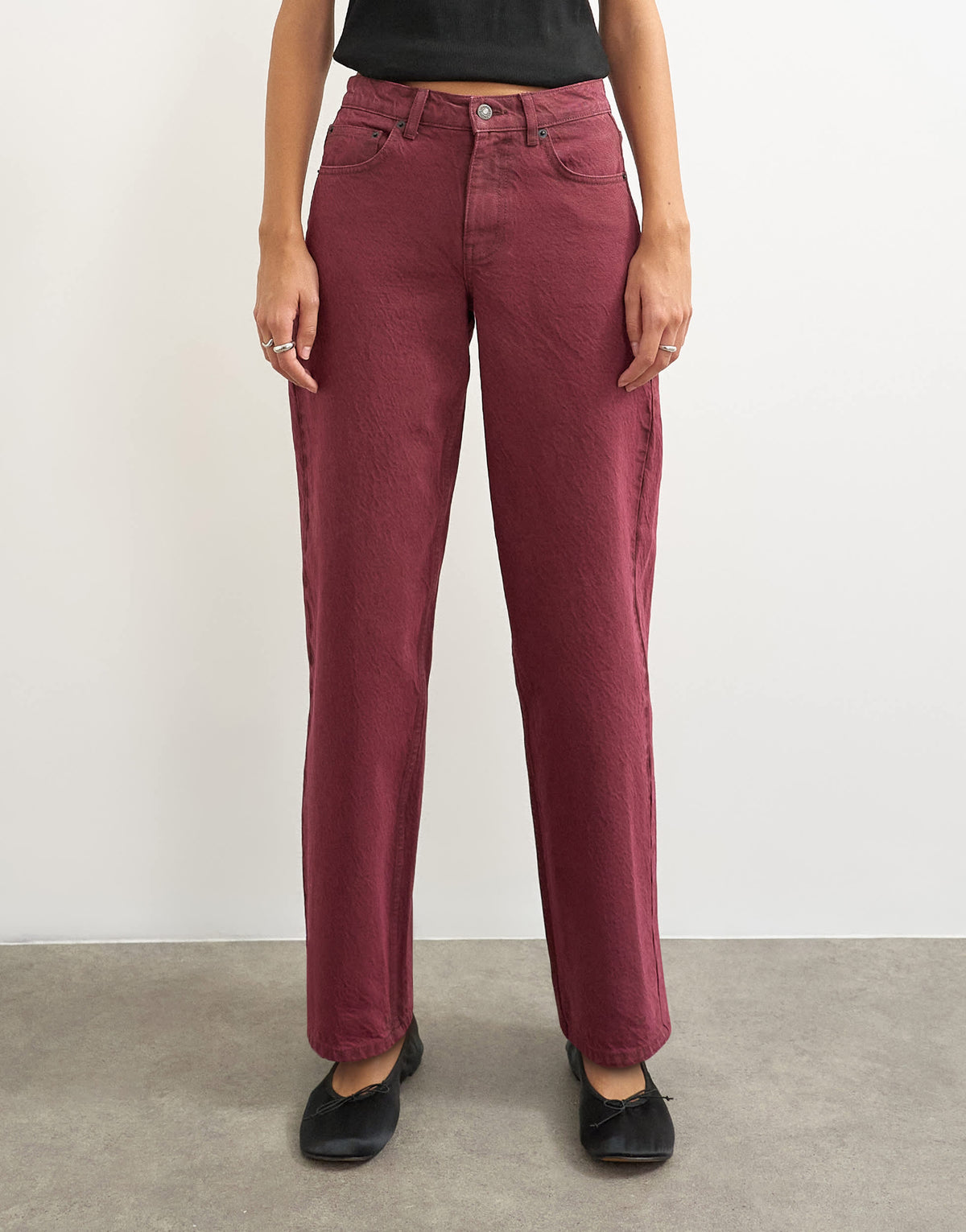 Topshop Cinch low rise relaxed jean in cherry red