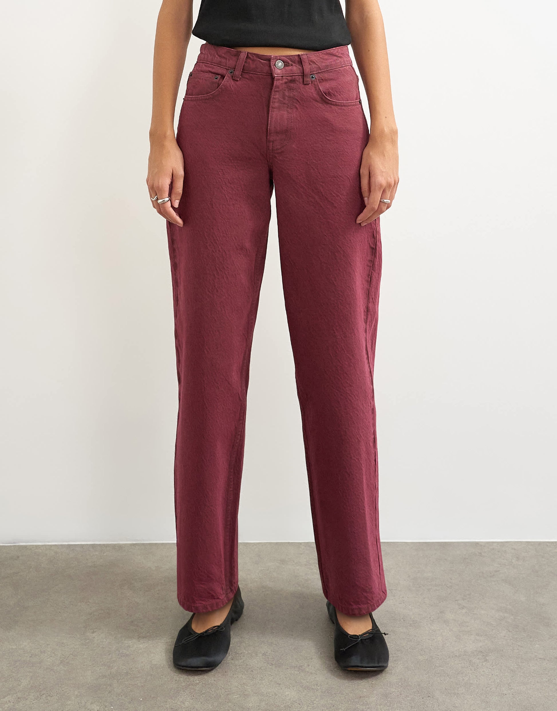 Topshop Cinch low rise relaxed jean in cherry red