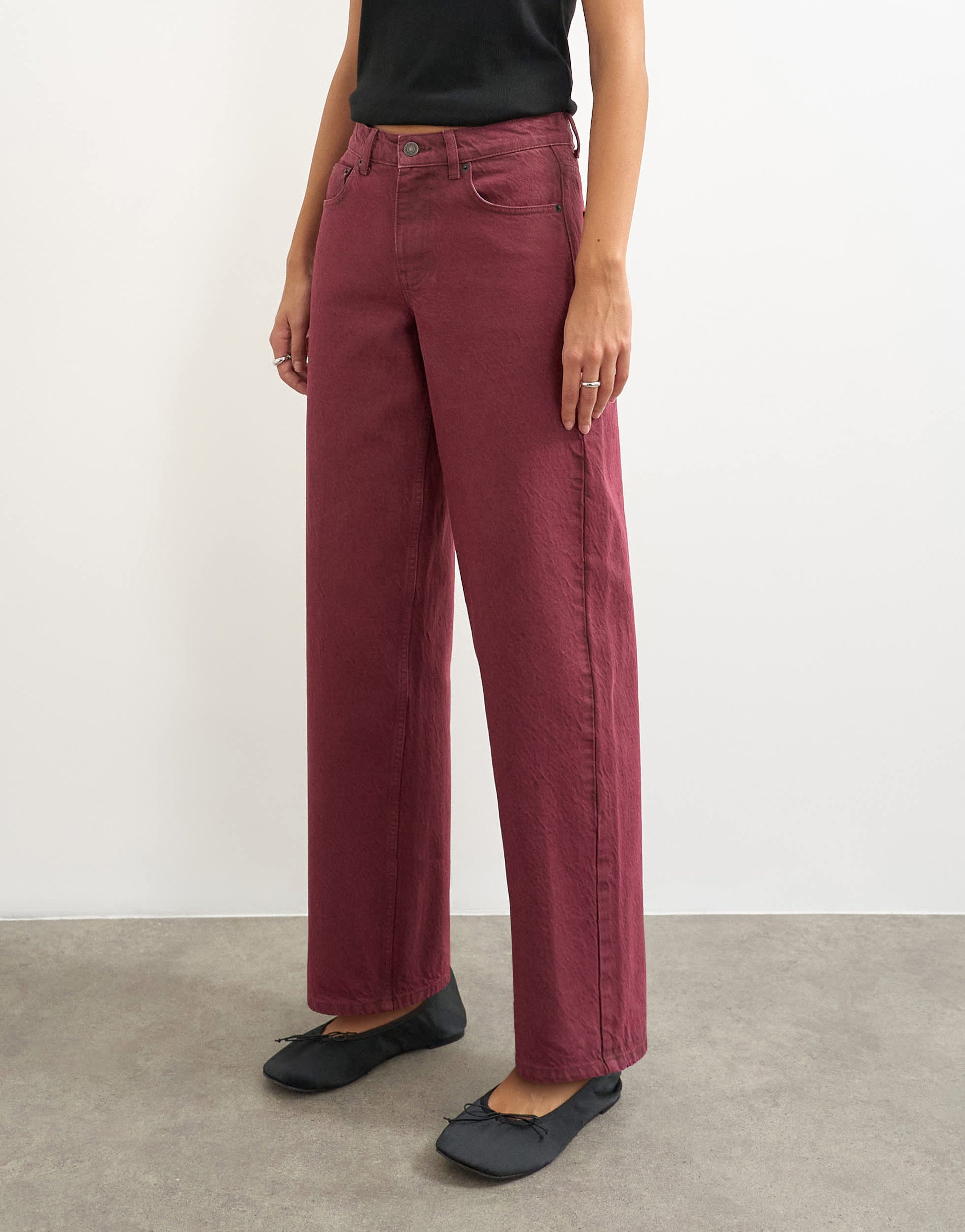 Topshop Cinch low rise relaxed jean in cherry red
