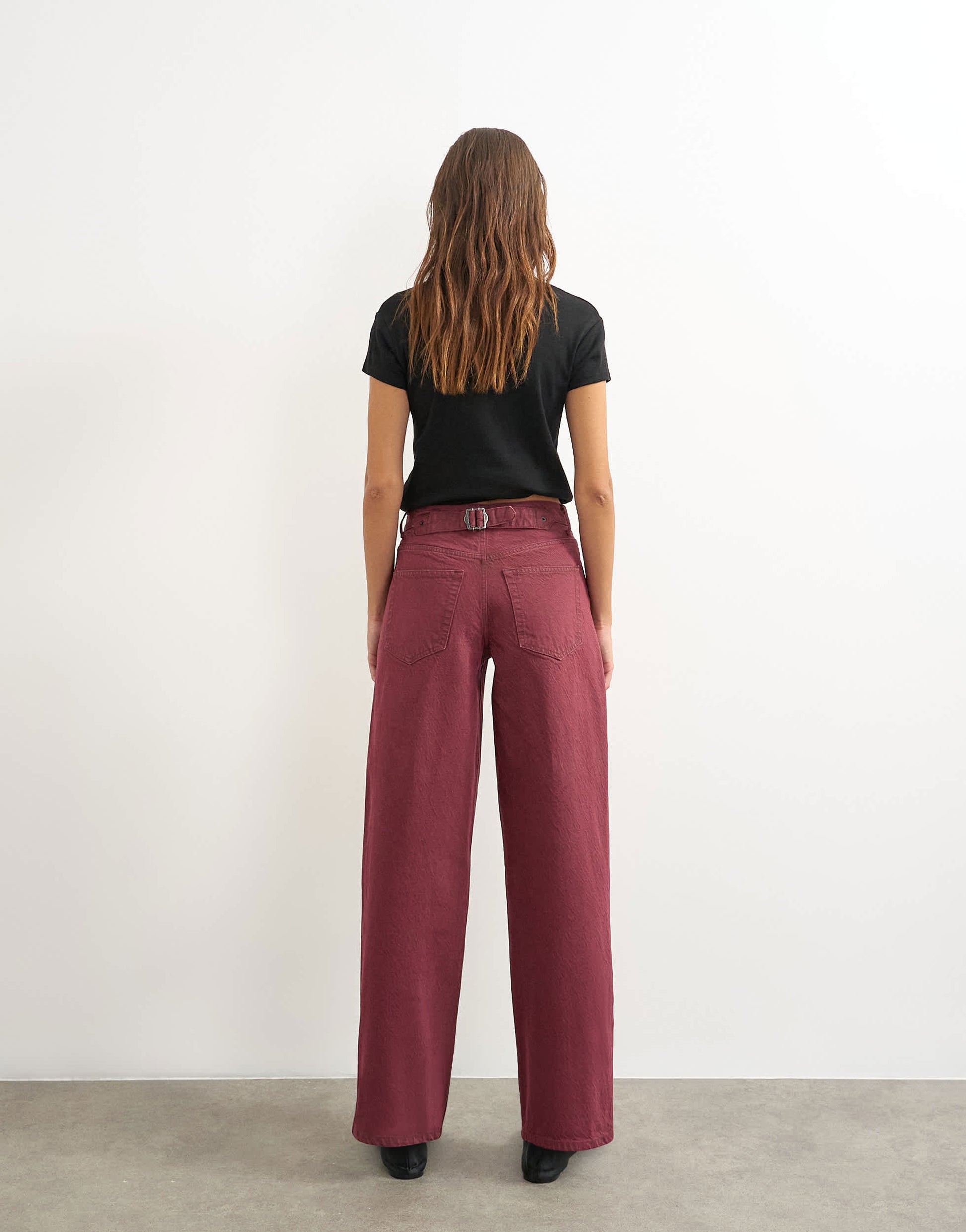 Topshop Cinch low rise relaxed jean in cherry red
