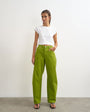 Topshop Barrel mid rise jean in bright olive