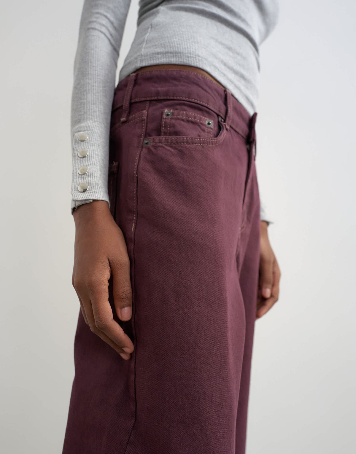 Topshop Vintage straight mid rise jean in aubergine