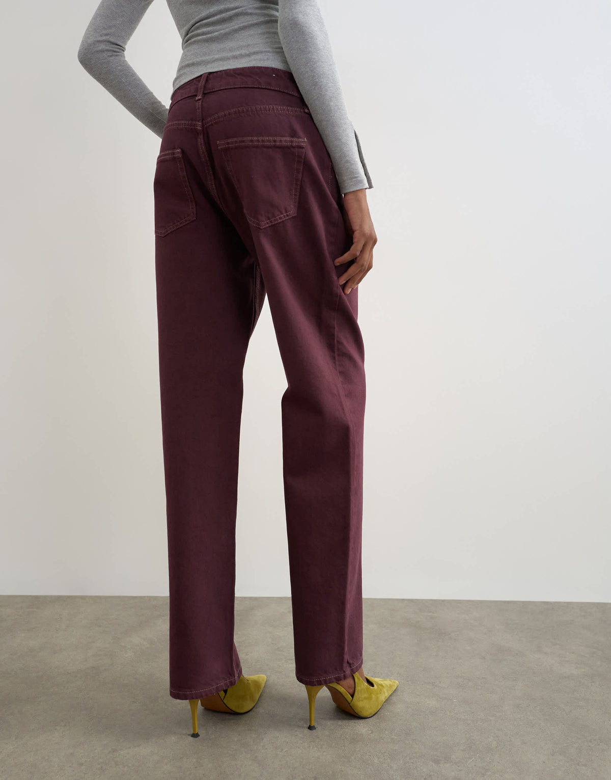 Topshop Vintage straight mid rise jean in aubergine