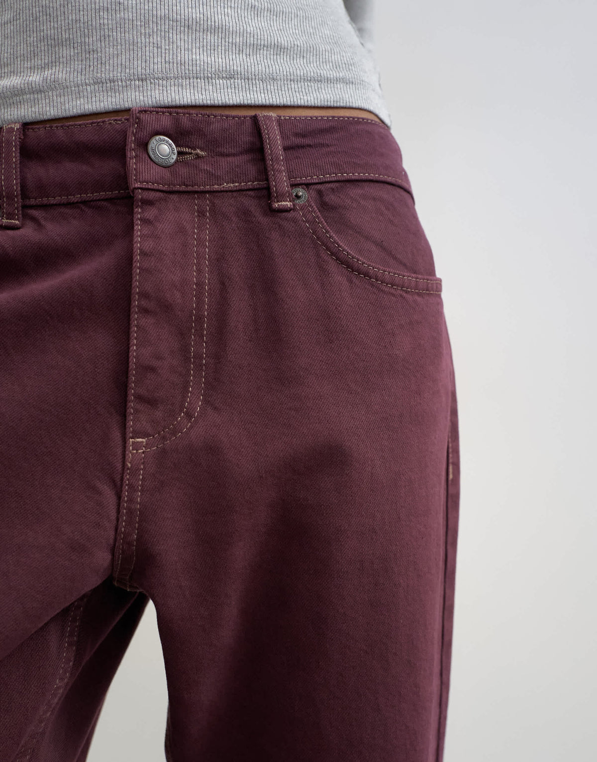 Topshop Vintage straight mid rise jean in aubergine