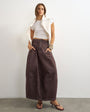 Topshop button front barrel maxi skirt in chocolate