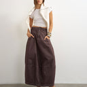 Topshop button front barrel maxi skirt in chocolate