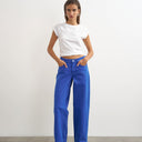Topshop Cinch low rise relaxed jean in strong blue
