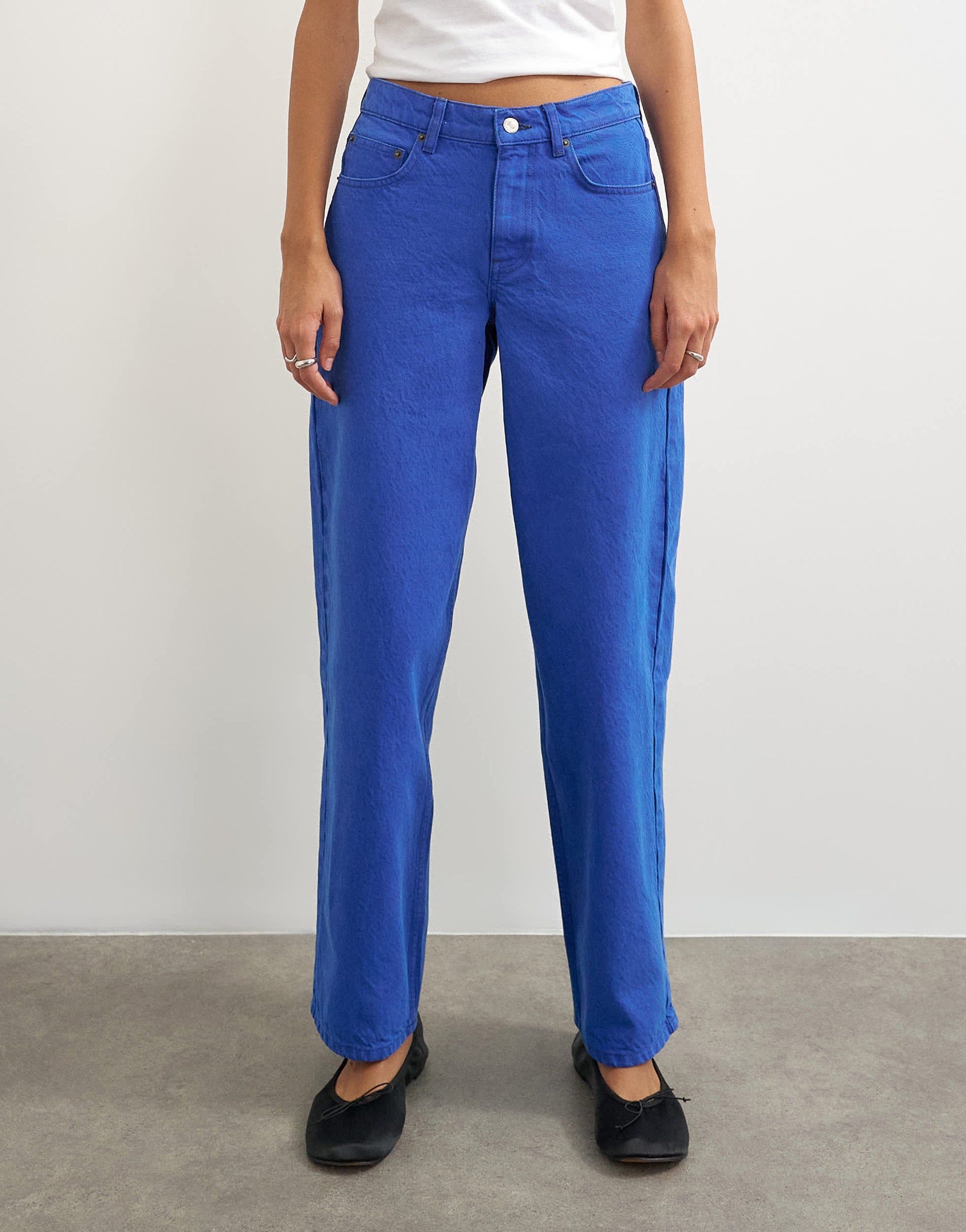 Topshop Cinch low rise relaxed jean in strong blue