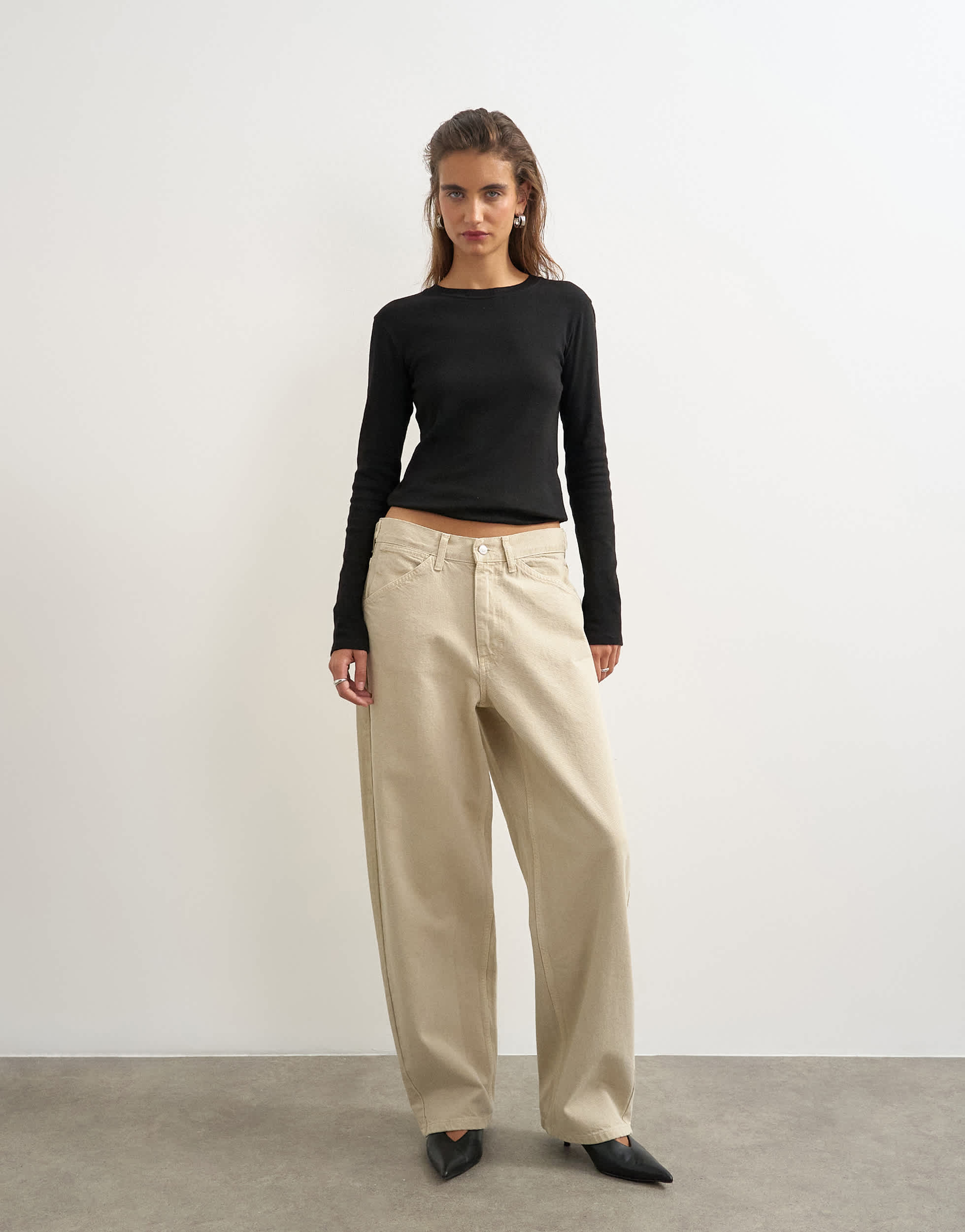 Topshop Dillan Baggy Dad low rise jean in winter oat