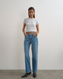 Topshop Vintage straight mid rise jean in bleach