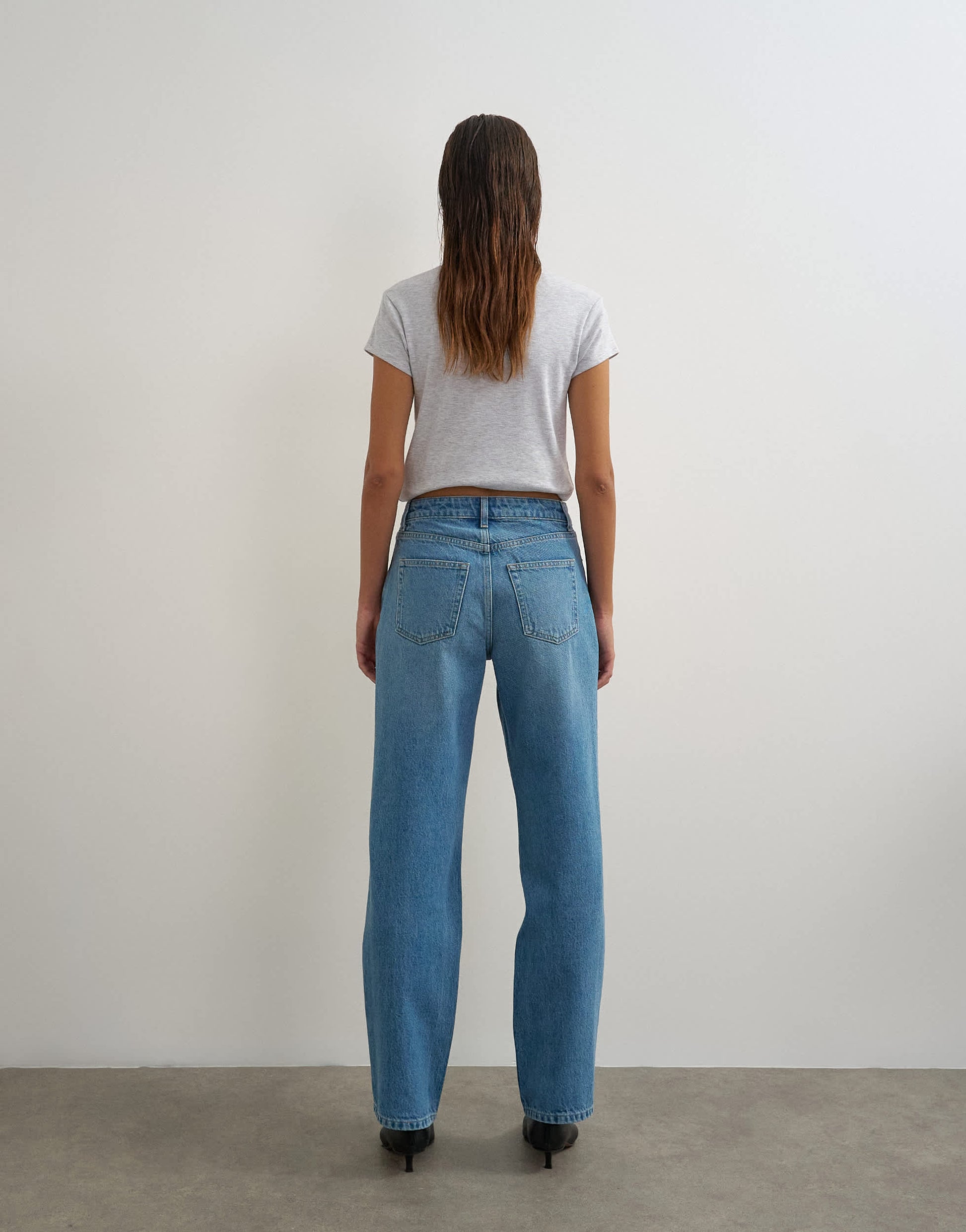 Topshop Vintage straight mid rise jean in bleach